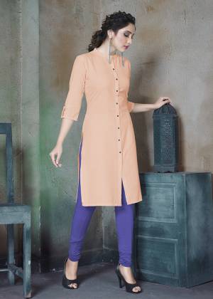 Add This Casual Light Peach Color Plain Kurti Fabricated On Cotton. It Is Light In Weight And Can Be Paired With Same Or Contrasting Colored Bottom. Also It Is Available In All Regular Sizes. Buy Now. 