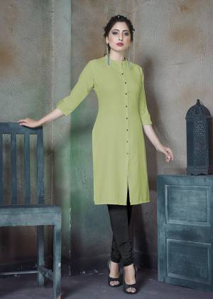 Add This Casual Light Green Color Plain Kurti Fabricated On Cotton. It Is Light In Weight And Can Be Paired With Same Or Contrasting Colored Bottom. Also It Is Available In All Regular Sizes. Buy Now. 