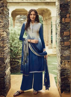Simple and Elegant Looking Pretty Straight Suit Is Here In Blue and Cream Color. This Dress Material Is Crepe Based Paired With Georgette Fabricated Dupatta. Buy Now.