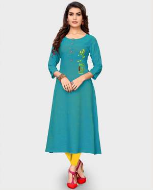 Here Is A Simple And Elegant Looking Readymade Kurti In Blue Color Fabricated On Rayon. This Kurti Is Light In Weight And Can Be Paired With Same Or Contrasting Colored Bottom