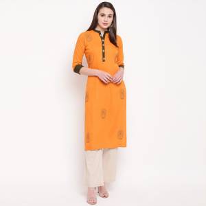 Add This Pretty Simple Kurti To Your Wardrobe In Orange color Fabricated On Rayon. This Readymade Kurti Is Suitable For Daily Or Office Wear.