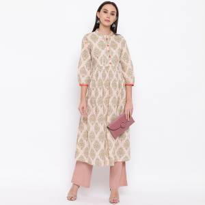 Grab This Readymade Kurti In Cream Color For Your Casual Or Semi-Casual Which Is Fabricated On Cotton. This Kurti Is Light In Weight And Also Its Fabric Ensures Superb And Its Easy To Care For.