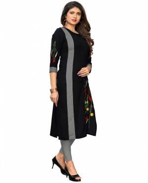 Here Is A Simple And Elegant Looking Readymade Kurti In Black Color Fabricated On Rayon. This Kurti Is Light In Weight And Can Be Paired With Same Or Contrasting Colored Bottom