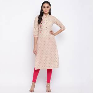 For Your Casual Or Semi-Casuals, Grab This Simple Readymade Straight Kurti In Cream Color Fabricated On Cotton. Its Fabric Is soft Towards Skin And Esnures Superb Comfort All Day Long.
