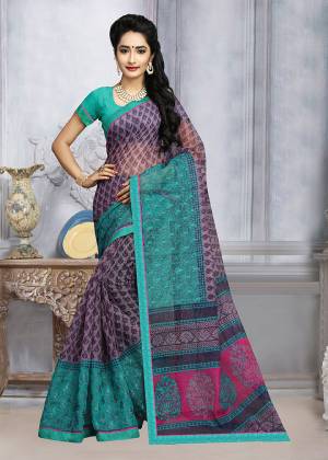 Simple and Elegant Looking Printed Saree Is Here For Your Casual Or Semi-Casual Wear. This Saree and Blouse Are Fabricated On Kota Silk Beautified With Prints All Over. It Is Light In Weight and Easy To Carry All Day Long. 