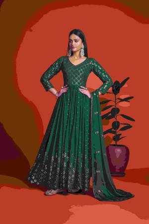 Look Pretty Wearing This Lovely Designer Gown With Dupatta Here