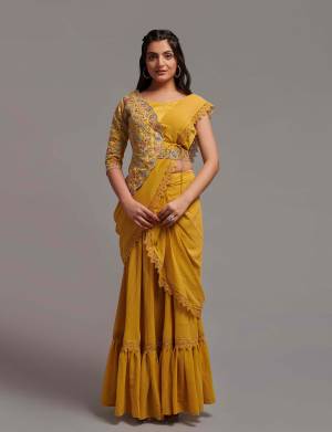 Look Pretty Wearing This Lovely Designer  Ready To Wear Saree