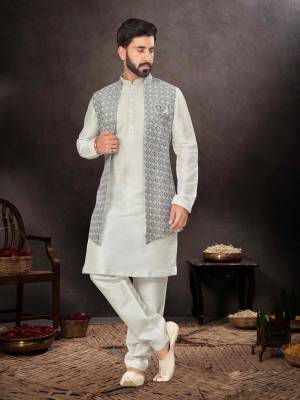 Shine Bright In This Designer Readymade Mens Wear Kurta Here