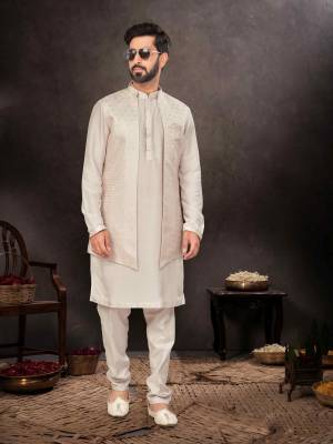 Shine Bright In This Designer Readymade Mens Wear Kurta Here