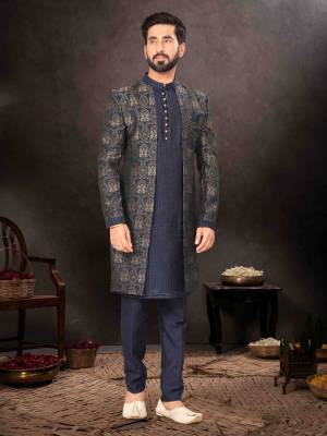 Shine Bright In This Designer Readymade Mens Wear Kurta Here