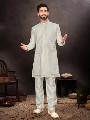 Shine Bright In This Designer Readymade Mens Wear Kurta Here