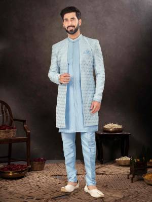 Shine Bright In This Designer Readymade Mens Wear Kurta Here