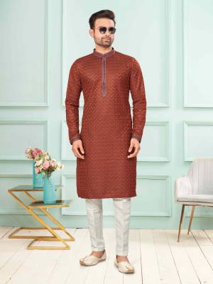 Shine Bright In This Designer Readymade Mens Wear Kurta Here