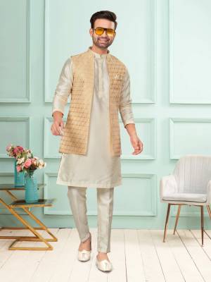 Shine Bright In This Designer Readymade Mens Wear Kurta Here