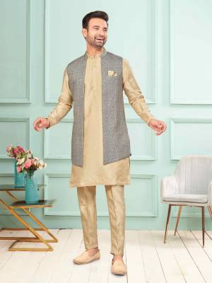 Shine Bright In This Designer Readymade Mens Wear Kurta Here