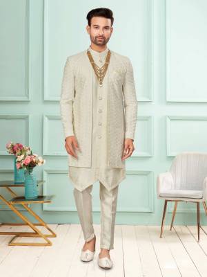 Shine Bright In This Designer Readymade Mens Wear Kurta Here