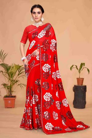 Look Pretty Wearing This Lovely Designer  Saree