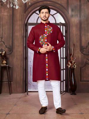 Shine Bright In This Designer Readymade Mens Wear Kurta Here