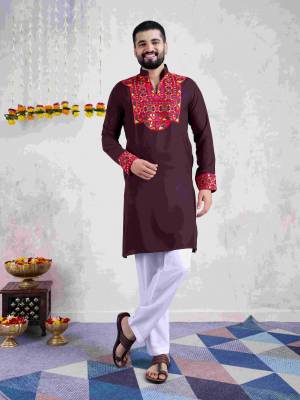 Shine Bright In This  Designer Readymade Mens Wear Kurta Here