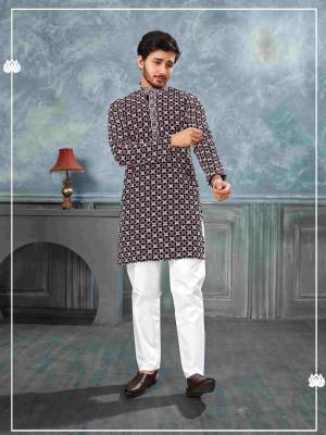 Shine Bright In This  Designer Readymade Mens Wear Kurta Here