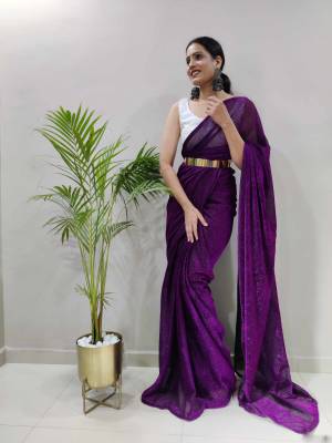 Look Pretty Wearing This Lovely Designer Ready To Wear Saree With Belt
